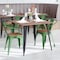 Flash Furniture Green Metal Stack Chair with Teak Poly Resin Seat CH-31270-GN-PL1T-GG - alternate 1